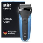 Braun Series 3 Electric Shaver For Men with Precision Beard Trimmer and 5 Combs, Wet & Dry, UK 2 Pin Plug, 310, Black/Blue Razor