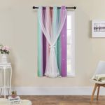 XiDi Unicorn Room Decor for Girls Bedroom, Purple Green Curtains for Kids Rooms, Girls Room Curtains Window Drapes 42 Inchs Long 34 inches Wide 1 Panel