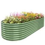 BTDVR 9FT(L)×4FT(W)×1.5FT(H) Galvanized Metal Raised Garden Bed Outdoor for Vegetable, Clearance Raised Garden Beds for Flower, Garden Planter Box for Herb, Succulent, Fruit - Light Green