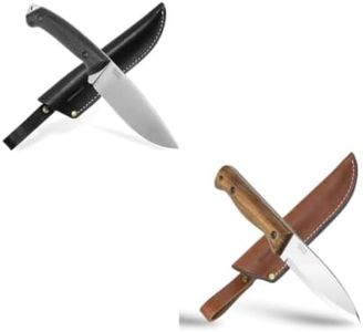 BPSKNIVES - Set Savage and B1 CSH - Set of two Carbon Steel Full Tang Knives with Leather Sheaths Scandi Grind Camping Bushcraft Knives