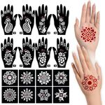 Apcute 18pc Combo Pack Mehandi Stencil Sticker, Henna tattoo stencil set, Tatoo Heena Mehndi Design Sticker for Women, Girls and Kids, Quick and Easy to use - 18PC-117-118-97-98