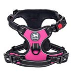 PoyPet No Pull Dog Harness, No Choke Front Lead Dog Reflective Harness, Adjustable Soft Padded Pet Vest with Easy Control Handle for Small to Large Dogs(Pink,M)