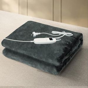 DreamZ Heated Blanket Electric Throw, Heating Blanket with 9 Heating Levels & 9 Timer Options, Soft Cozy Flannel, Machine Washable with Fast Heating, 160cm x 130cm, SAA Certification, Dark Grey