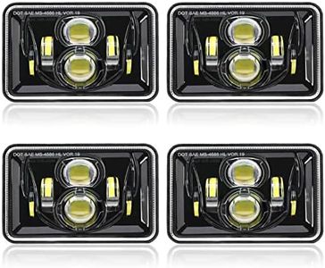 Auxbeam 4x6 LED Headlights, 4PCS 60W DOT Approved Rectangular H4651 H4652 H4656 H4666 H6545 Headlight Compatible with Kenworth Freightliner Peterbilt Ford Probe Oldsmobile Cutlass Trucks Black