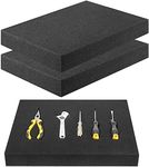 Fabbay 3 Pcs Cuttable Polyurethane Foam Pads, 16 x 12 x 2 Inches Packing Foam Sheets Black Foam Inserts for Cases Foam Padding 2 Inch Thick for Toolbox Camera Storage and Crafts