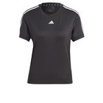 adidas Women's AEROREADY Train Essentials 3-Stripes Tee, Black/White, M Tall