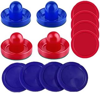 INSCOOL Air Hockey Pushers and Air Hockey Pucks, Paddles, Goal Handles Paddles Replacement Accessories for Game Tables(4 Red and Blue Pushers, 8 Red and Blue Pucks)