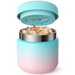 Vacuum Insulated Food Jar, Wide Mouth Insulated Containers Thermos for Hot Food Kids, Leakproof Soup Thermal Lunch Bento Box, Stainless Steel Keep Food Warm Lunch Container- 13.5oz (Cotton Candy)