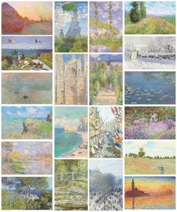 MINI ZOZI Claude Monet Famous Art Prints And Posters 20PCS 11X17 Paintings Fine Art Impressionist Renaissance Aesthetic Romanticism Big Poster Wall Painting Classroom Room Decor Classical Artist Artwork Pack