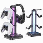 KDD Headset Stand with 9 Light Modes - Gaming Controller Holder for Desk - Rotatable Headphone Stand & Detachable Controller Hook for Gamer Gaming PC Xbox ONE PS5 Earphone Accessories(Black)