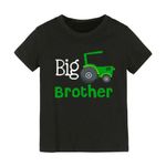 Big Brother Little Brother Matching T-Shirt Toddler Baby Boy Big Bro Shirts Newborn Infant Romper Bodysuit Summer Tees(Black Truck,18-24 Months)