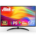 Jlink 2K Computer Monitor 32 Inch Monitor, IPS 1440P Monitor with Ultra-Thin Bezel, 104% sRGB Widescreen QHD AMD Display, Freesync and G-sync, HDMI VGA Mini DP+DP 3.5mm AUX Port, HDR Low Blue Light