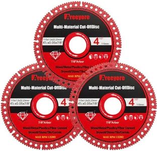 AREEYORE 4.5" Diamond Multi-Material Cut Off Wheel for Angle Grinder, 7/8" Arbor, Long-Life Low-Spark Cutting Disc for Metal, Wood, Plastic, Tile, Stone and Fiber Cement – Fast Clean Cuts – 3 Pack