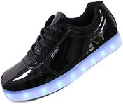 USB Adult Light Up Shoes Rechargeable Flashing Low Top LED Shoes Unisex Sports Dancing Sneakers, Black, 13 Women/12 Men