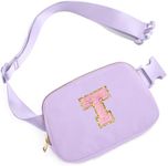 Gitus Gifts for Girls Birthday Gifts for 10 11 12 13 14 15 16 Year Old Girls Initial Fanny Pack Belt Bag Crossbody Bag for Teen Girl Gifts Trendy Stuff Personalized Gifts Preppy Stuff (Lavender-T)