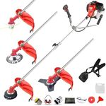 DEALOURUS 52cc Multi Garden Tool 3 in1 Petrol Strimmer grass line trimmer 3T Blade, Steel Wire Strummer Weed Brush Cutting Blade. Great Outdoor Power tool (Bull Horn handle strimmer)