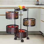 JD FRESH Metal Round Kitchen Rotating Trolley/Onion Potato Storage Rack/Kitchen Cabinet Spice Stand/Vegetable Storage Rack/Container Basket/Fruit Storage Holder/Organizer Holder for Kitchen(4 Tier)