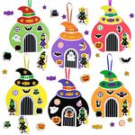 LAMEK 12 Pack Witch Door Kits Halloween Witch House Craft Set for Kids DIY Arts Crafts Party Supply