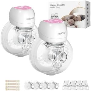 Breast Pump Electrical Wearable, Plainless Hands Free Breast Pumps,3 Modes 9 Levels with LCD Display, Low Noise Rechargeable Wireless Protable Breast Pump with 21mm/24mm Flanges (Pink 2PCS)