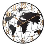 Outdoor Clock 24 Inch Large Wall Clock Modern Large World Map Decor Metal Wall Clock for Paito Pool Living Room Farmhouse Office,