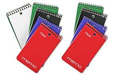 Mead College Ruled Memo Book, 6" x 4", Wirebound, 60 Sheets, Assorted Colors (Pack of 8)