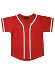 Hat and Beyond Kids Baseball Jersey Button Down T Shirts Hipster Plain Hip Hop Uniforms - red - 12 Months