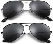 Pro Acme Aviator Sunglasses for Men Women Classic Polarized UV400 Protection (2 Pairs) Black Frame/Black Lens + Gunmetal Frame/Grey Lens