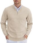 COOFANDY Mens 1/4 Zip Pullover Long Sleeve Slim Fit Sweaters Casual Dress Sweaters Polo Sweater Khaki Medium