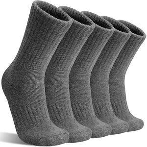 MOGGEI Womens Merino Wool Socks for Hiking Winter Warm Thick Thermal Crew Cozy Cabin Ladies Gift Comfy Boot Work Socks 5 Pairs(Dark Grey)