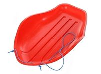 JVL Deluxe Heavy Duty Snow Sledge Toboggan with Cord - Red, Adults, Children