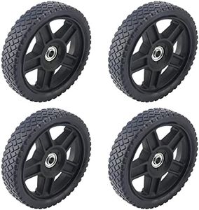 MOUYAT 4 PCS 8 Inch Lawn Mower Wheels, Black Plastic Spoked Wheel, Replacement Tire for Hand Trucks, Push Mowers