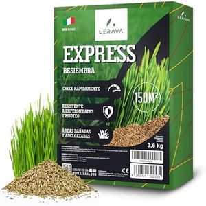 LERAVA® EXPRESS Semillas cesped [RÁPIDO] - 150m² - Semillas cesped rapido y resistente - ideal para jardín y sombra - semilla cesped natural - alta tolerancia al calor