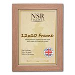 12 x 10 Inch Oak Picture Photo Frame (30.5x25.4 cm) - Flat Wall Mount Hang Hooks & Tabletop Stand Poster Wooden Portrait/Panoramic Acrylic Display