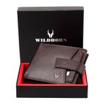 WildHorn Leather wallet for Men I 5 Credit Card Slots I 2 Currency Compartments I 1 Coin Pocket I External Card slots I Snap Button Loop Closure