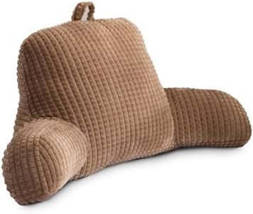 Holawakaka Adults Reading Pillow with Arms, Backrest Reading & Rest Pillows for Sitting Up in Bed, Bed Rest, Lounging, Working on Laptop,Arms Back Support Cushion for Men Women Teens,Khaki
