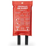 Amazy Fire Blanket (1.2 x 1.2 m) + Soft Case + Escape Way Sticker – Fire Retardant Blanket for Use in the Domestic Kitchen and around the House – Kite marked to BS EN 1869:1997