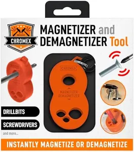 Magnetizer Demagnetizer Tool for Screwdrivers and Bits with Carabiner Hook for Keychains or Belt Loops (Orange)