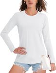 TACVASEN Casual Tops for Womens Long Sleeve Gym T-Shirt Moisture Wicking Fitness Tee Shirt Sport Stretch Yoga T-Shirt,White,L