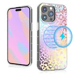 MYBAT PRO Magnetic Slim Case for iPhone 14 Pro Max Case 6.7", Compatible with MagSafe, Mood Series for Women Girls, Military Grade Drop Shockproof Non-Yellowing Protective Cover, Holographic Leopard