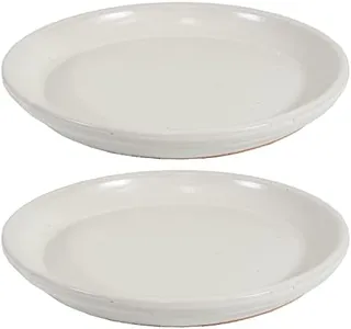Sunnydaze Ceramic Outdoor Flower Pot Saucers Set of 2 - UV- and Frost-Resistant - Pearl Glazed Finish - 12-Inch