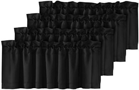 H.VERSAILTEX 4 Panels Blackout Curtain Valances for Kitchen Windows/Bathroom/Living Room/Bedroom Privacy Decorative Rod Pocket Short Window Valance Curtains, 52" W x 18" L, Black