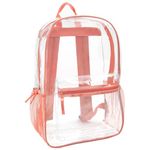 Trail maker Clear Backpack Heavy Duty with Padded Straps, Side Pockets for Kids, Boys, Girls, School, Stadium Approved Events, Coral, OneSize, Clear