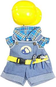 Construction Worker with Hard Hat Outfit Teddy Bear Clothes Fit 14" - 18" Build-a-bear, Vermont Teddy Bears, and Make Your Own Stuffed Animals by Bear Factory