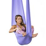 Silk Aerial Yoga Swing & Hammock Kit for Improved Yoga Inversions, Flexibility & Core Strength - Lilac