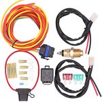 Electric Fan Wiring Thermostat Temperature Switch 185/165 Degree, 40 Amp Relay Kit