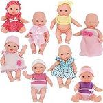CLICK N' PLAY Small Baby Doll Set, Set of 8, 5" Toddler Baby Doll, Nursery Playset Tiny Plastic Babies, Small Dolls, Toddler Toy, Baby Doll Playset, Mini Baby Dolls for Girls Toddlers and Kids 3+