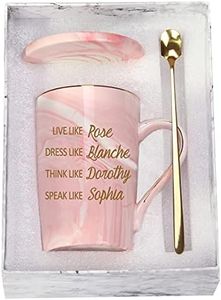 Golden Girls Gifts Golden Girls Coffee Mug Birthday Friendship Gifts for Women Friend Wife BFF Bestie Live Like Rose Dress Like Blanche Think Like Dorothy Speak Like Sophia Mug 14 Ounce Gift Box Set