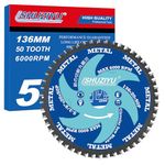 LSHUZIYU 136mm-50T, Metal Working Circular Saw Blade, Centre Hole 20mm with 15.88mm-10mm Washer, Compatible on Cordless Saw, Metal, Steel Iron Bar, Sheet, Angle Cutting