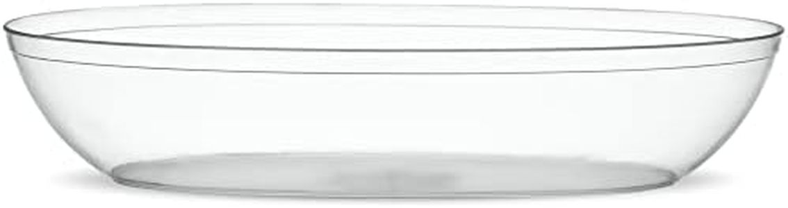 PLASTICPRO Disposable Oval Serving Bowls, Party Snack or Salad Bowl, 32-Ounce, Plastic Crystal Clear Pack of 8