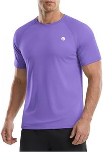 PINSPARK Men's Rash Guard Shirts UV SPF UPF 50+ Short Sleeve Sun Protection Shirts Lightweight Quick Dry Running Fishing Swim Hiking Shirt 3X-Large Purple